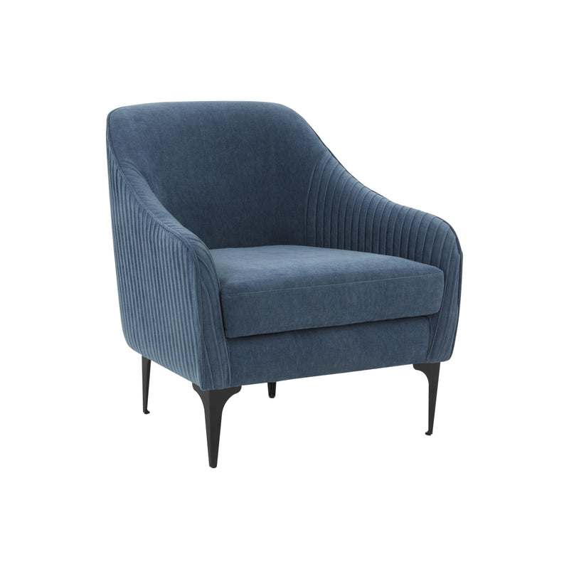 Serena Blue Velvet Accent Chair with Black Legs