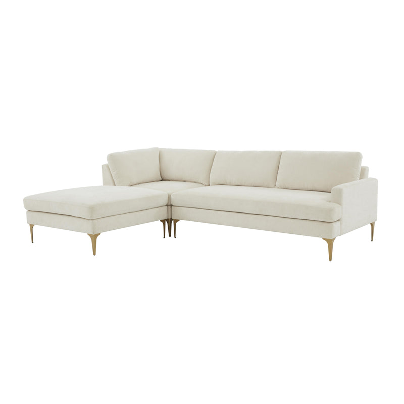 Serena Cream Velvet LAF Chaise Sectional