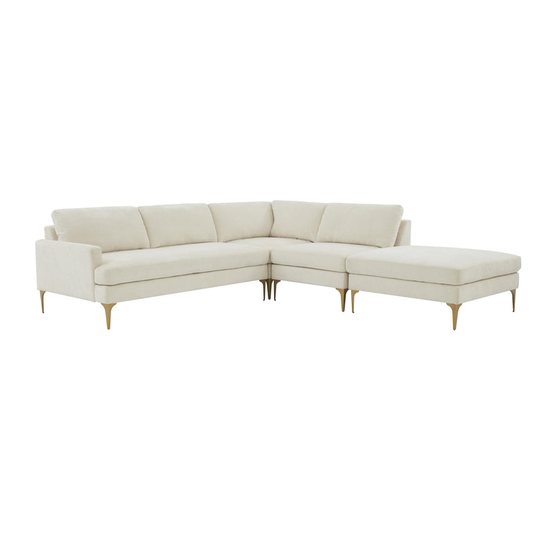 Serena Cream Velvet Large RAF Chaise Sectional