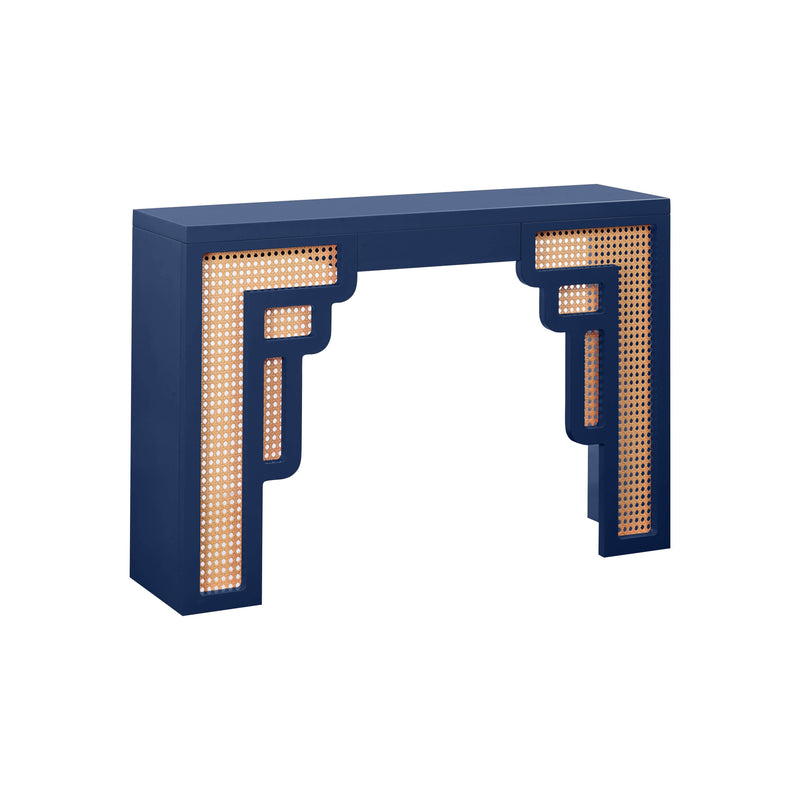 Suzie Navy & Rattan Console Table