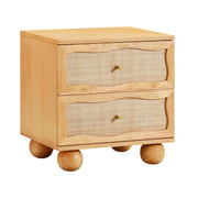 Grappa Natural Wood Rattan Wavy Nightstand image