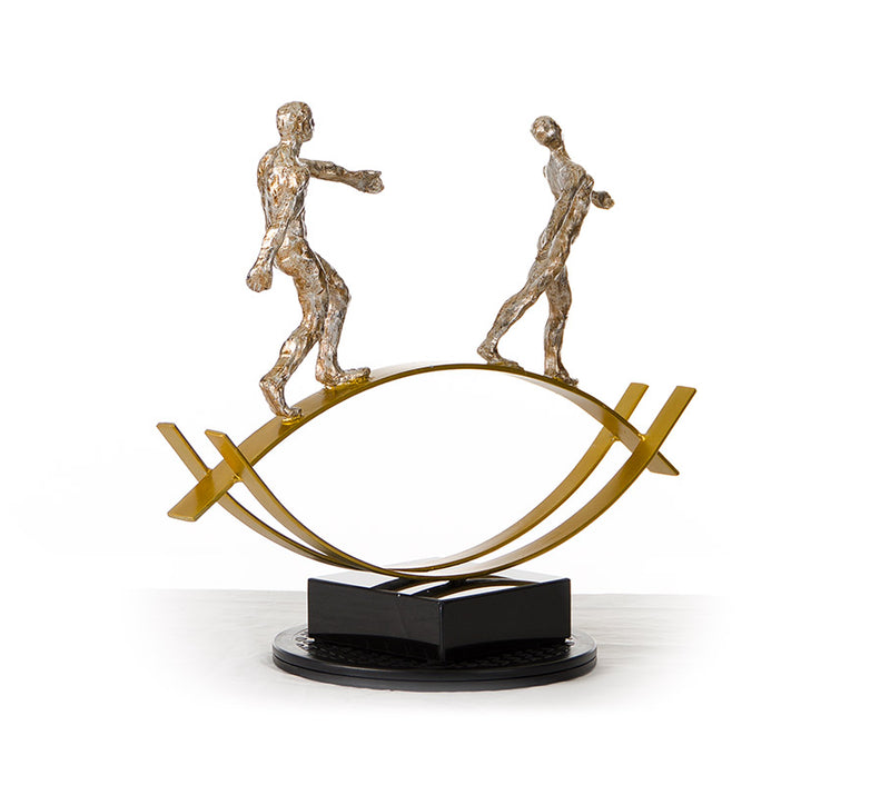 SZ0241 Modern Bronze Acrobats-Tightrope Sculpture — view 2