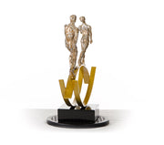 SZ0241 Modern Bronze Acrobats-Tightrope Sculpture — view 3