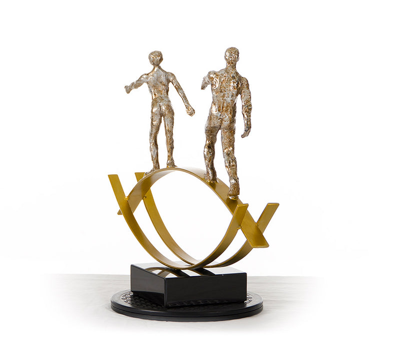 SZ0241 Modern Bronze Acrobats-Tightrope Sculpture — view 4