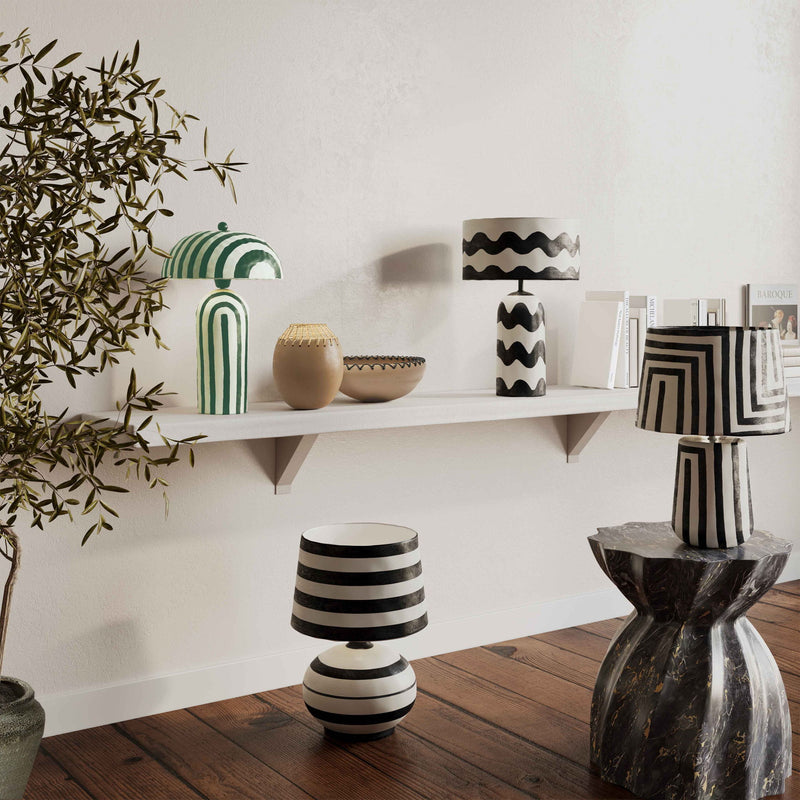 Maiori - Striped Papier Mache Table Lamp - R&R Furniture Gallery (Fountain Valley, CA)