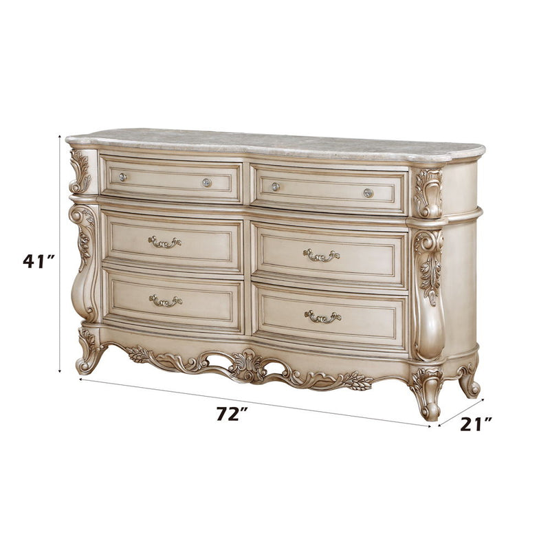 Gorsedd - Dresser With Marble Top - Marble Top & Golden Ivory - R&R Furniture Gallery (Fountain Valley, CA)