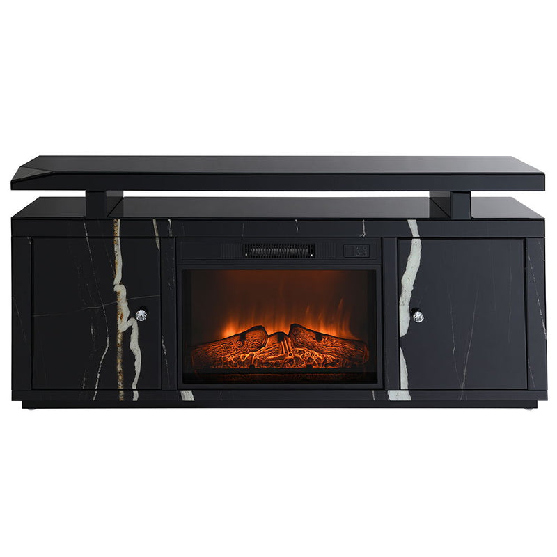 Drisana - TV Stand With Fireplace - Black Mirrored - R&R Furniture Gallery (Fountain Valley, CA)