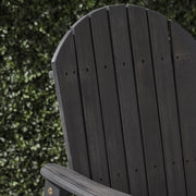 Set of two Noble House outdoor weather-resistant acacia wood Adirondack dining chairs, featuring a classic design and natural wood finish.
