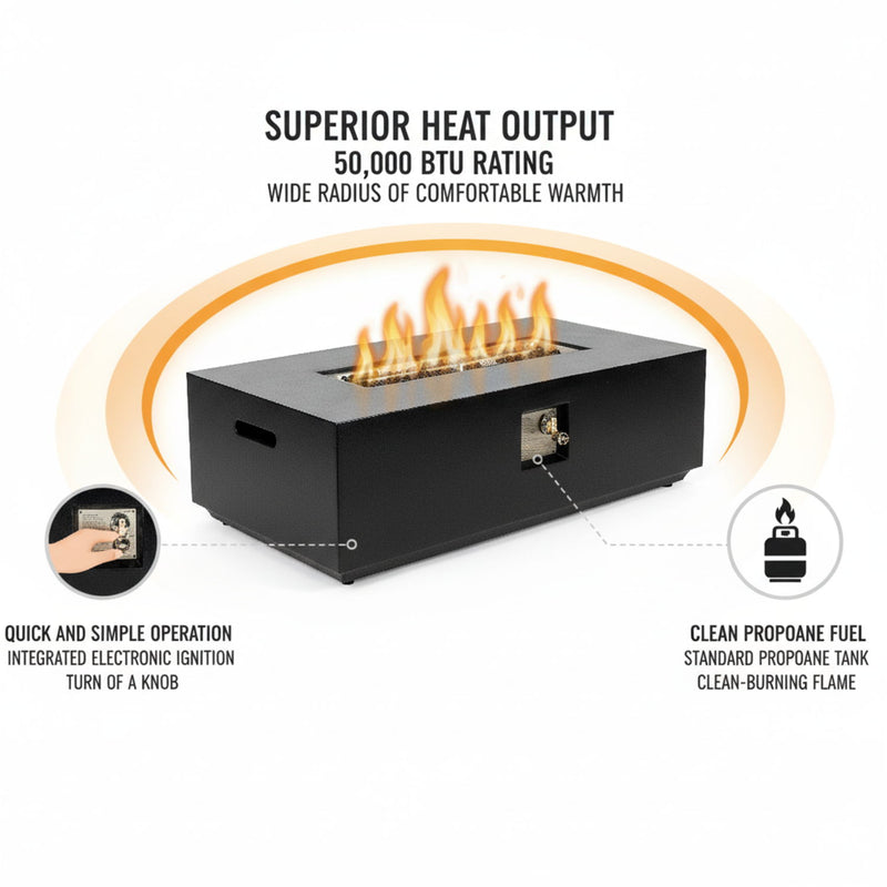Propane / Natural Gas Fire Pit Table, 50,000 BTU - Charcoal - R&R Furniture Gallery (Fountain Valley, CA)