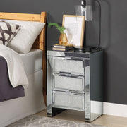 Noralie - Accent Table, 3 Storage Drawers - Mirrored & Faux Diamonds - R&R Furniture Gallery (Fountain Valley, CA)