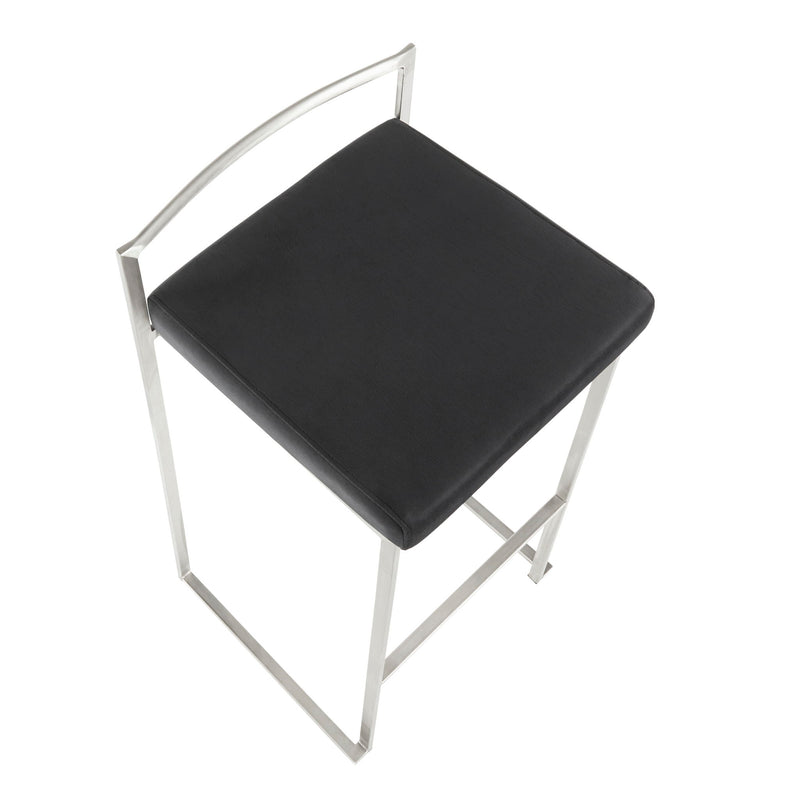 Lumi Source Fuji contemporary stackable barstool with sleek modern design, featuring a cushioned seat and metal legs.
