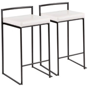 Lumi Source Fuji contemporary style stackable counter stool with sleek design and wooden legs, shown in a modern kitchen setting.