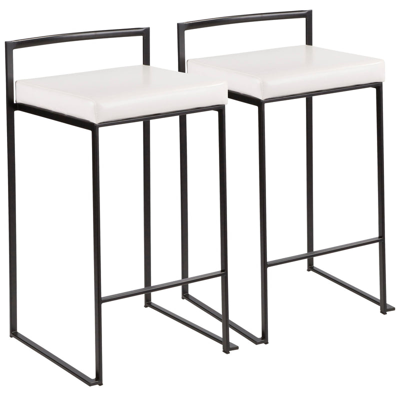 Lumi Source Fuji contemporary style stackable counter stool with sleek design and wooden legs, shown in a modern kitchen setting.