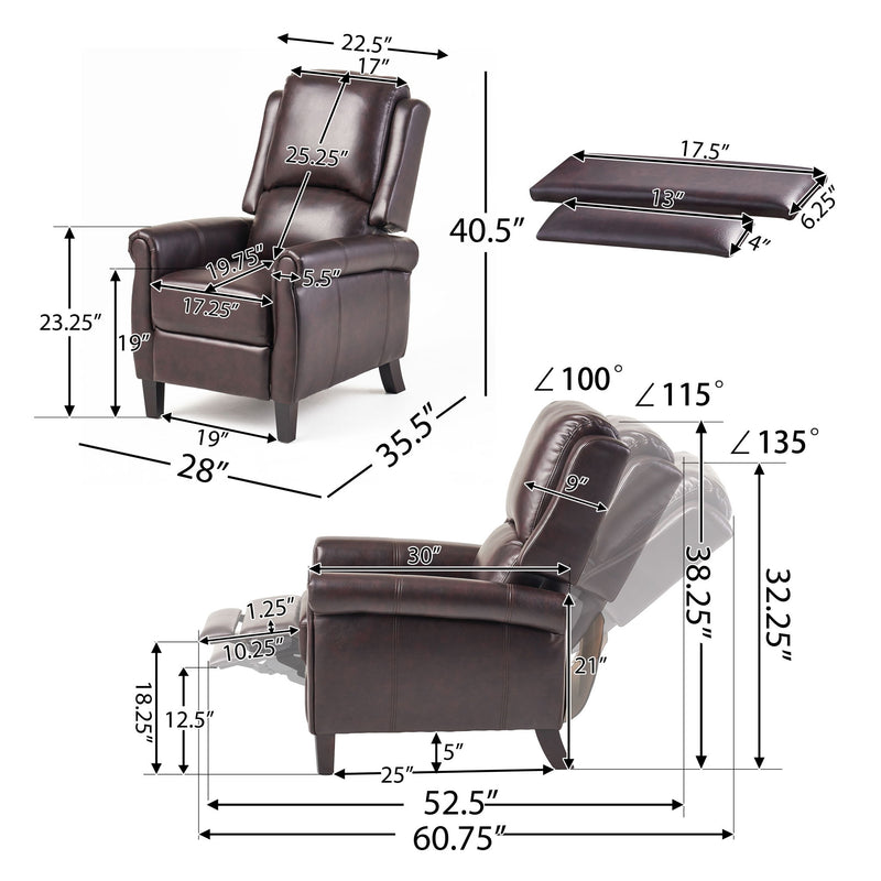Noble House Memphis Burgundy standard recliner club chair with plush upholstered seat and armrests, visible from a slight angle.