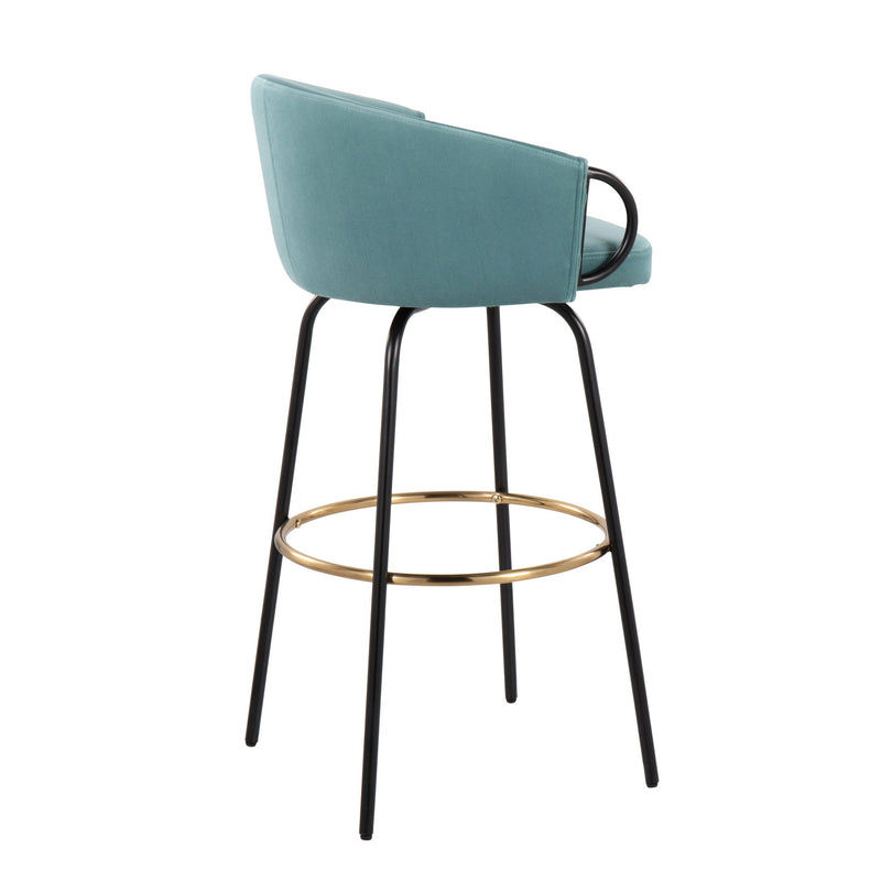 Set of two Lumi Source Claire contemporary glam barstools with footrests, featuring sleek design and modern upholstery.