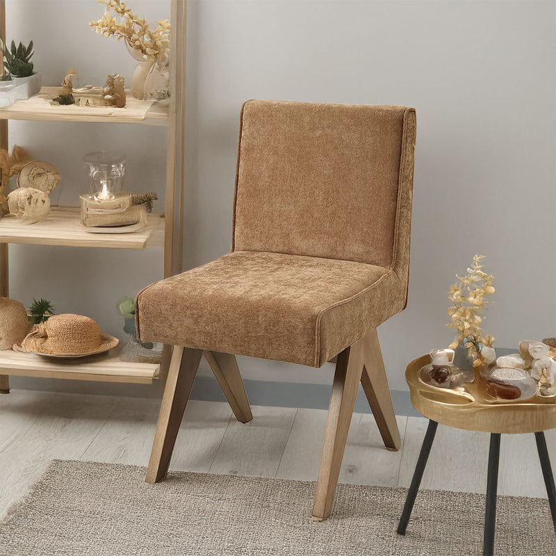 Zoey - Side Chair (Set of 2) - Chocolate Chenille & Oak - R&R Furniture Gallery (Fountain Valley, CA)