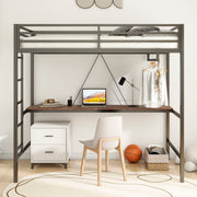Adam - Twin Loft Bunk Bed With Cinnamon Wood Desk And Closet Rod - Black - R&R Furniture Gallery (Fountain Valley, CA)