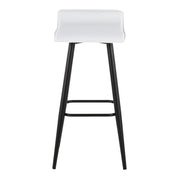 Pair of Lumi Source Ale contemporary fixed height bar stools with sleek seats and metal legs, set of two for modern bar or kitchen.