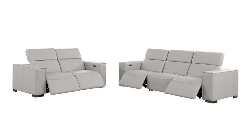 1208 - Leather Reclining Set (Sofa & Loveseat With 4 Power Recliner)