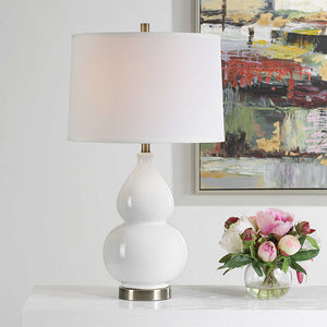 Ceramic Table Lamp - White Fabric