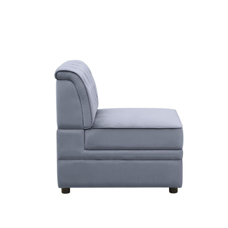Bois II - Modular Armless Chair - Gray Velvet - R&R Furniture Gallery (Fountain Valley, CA)