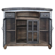 Rahma - Bar Table - Antique Ebony Top Grain Leather & Aluminum - R&R Furniture Gallery (Fountain Valley, CA)