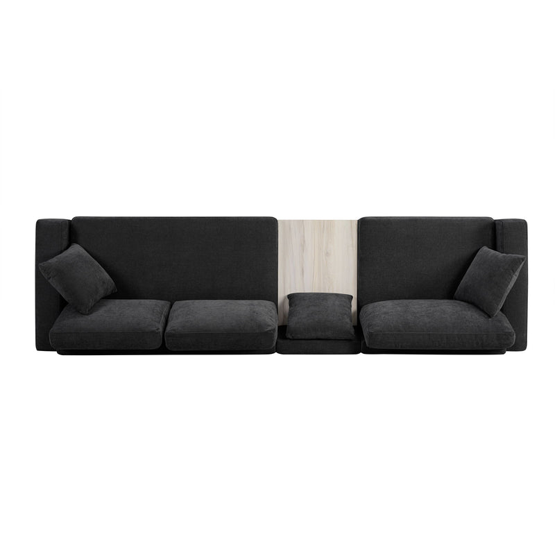 Noble House modular sofa couch with storage armrest and center console, showcasing plush seating and modern design.