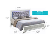 Glory Furniture Madison upholstered bed with built-in LED lighting, featuring a modern design and padded headboard.
