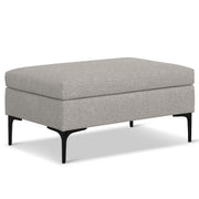 Simpli-Home Rebecca multifunctional coffee table and storage ottoman with a lift-up lid, in a cozy living room setting.