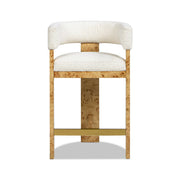 Vavona - Burl Upholstered Barrel Back Counter Height Bar Stool - Polar Off White - R&R Furniture Gallery (Fountain Valley, CA)