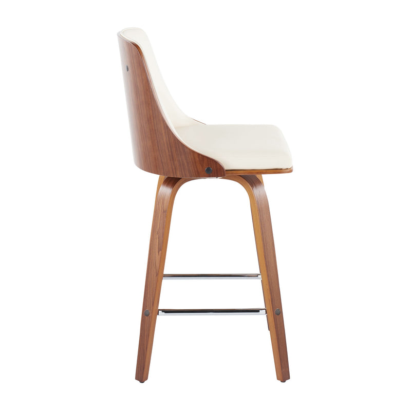 Set of two Lumi Source Gianna mid-century modern counter stools with swivel, square footrest, fixed height in stylish design