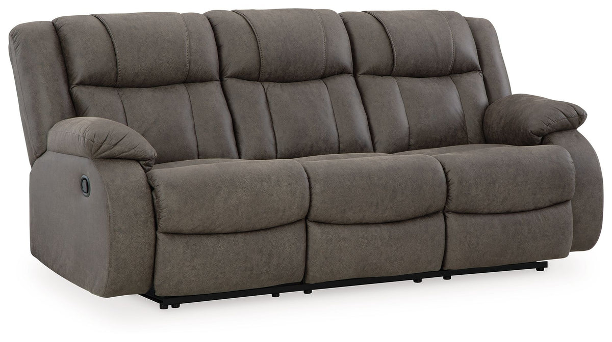 First Base - Reclining Sofa - Gunmetal - R&R Furniture Gallery (Fountain Valley, CA)