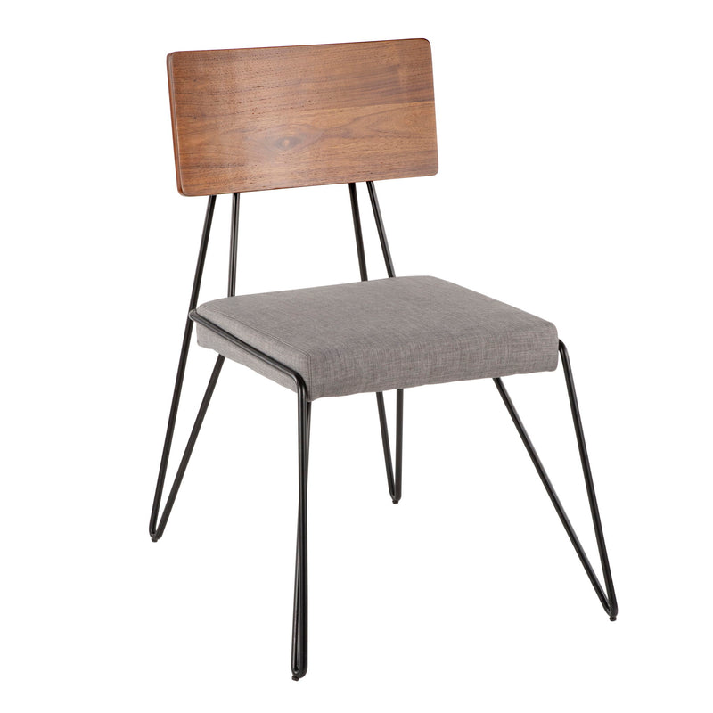 Lumi Source Loft mid-century modern chair set with black, gray, and walnut finish, featuring sleek design and wooden legs.