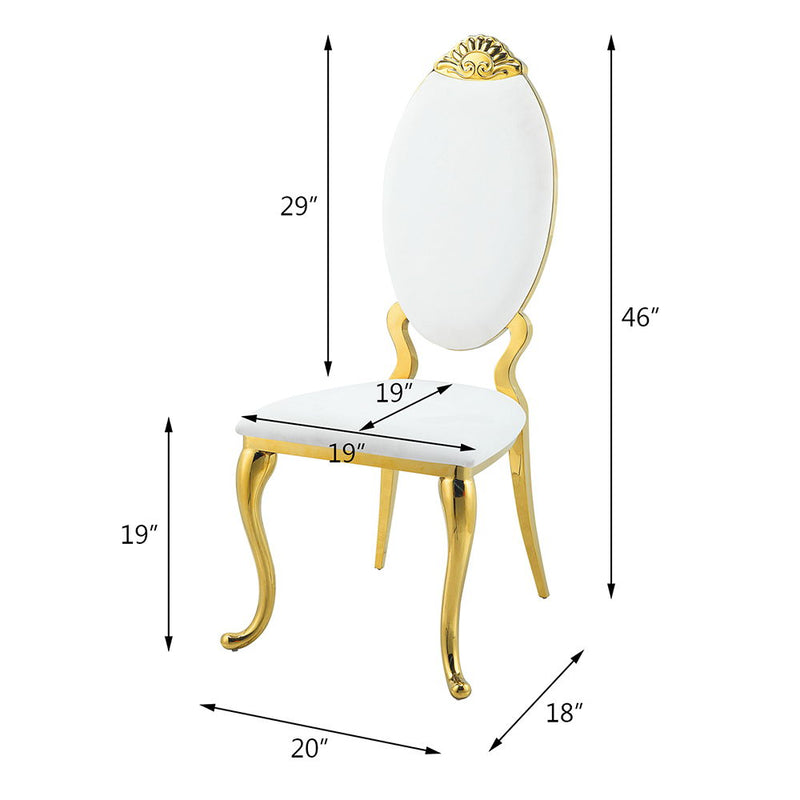 Fallon - Side Chair (Set of 2) - White Velvet & Mirrored Gold - R&R Furniture Gallery (Fountain Valley, CA)