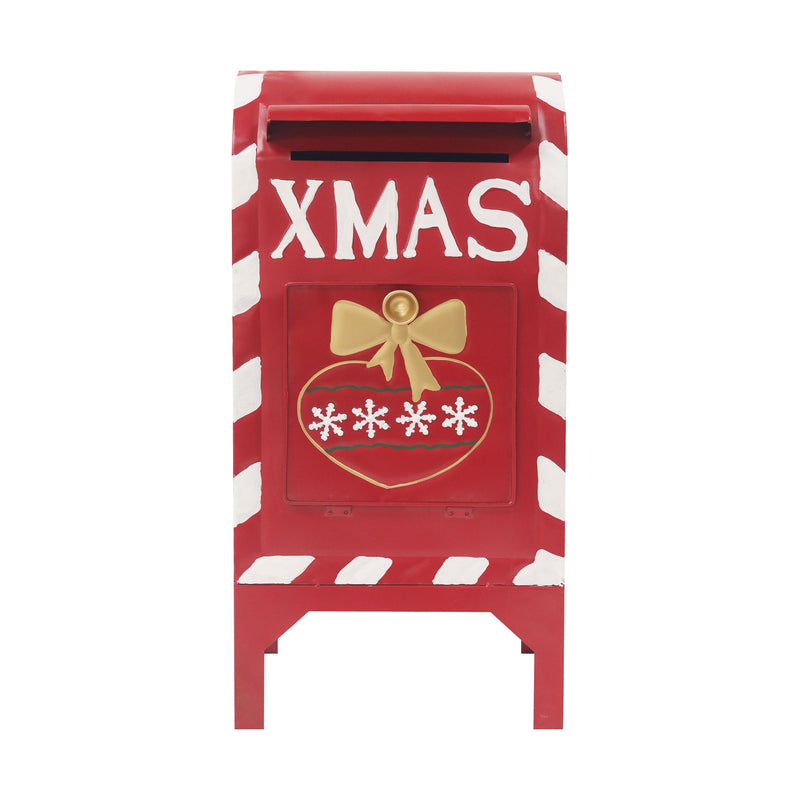 Red Noble House Christmas mailbox decoration with festive holiday design, classic holiday charm, perfect for seasonal outdoor decor.