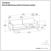 Livingston upholstered sofa by Simpli-Home, stationary sofa with plush cushions and fabric upholstery, modern living room setting.