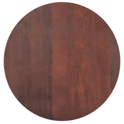 Round Walnut Dining Table by Simpli-Home, Radford collection, showing smooth wooden surface and sturdy round tabletop.