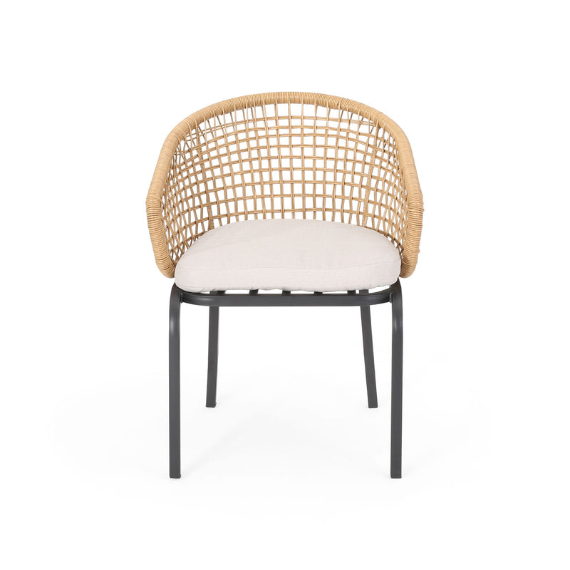 Outdoor Wicker Chair With Powder Coated Iron Legs - R&R Furniture Gallery (Fountain Valley, CA)