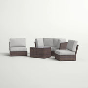 Comfortable Modern Patio Rattan Sectional Set With Cushions - R&R Furniture Gallery (Fountain Valley, CA)