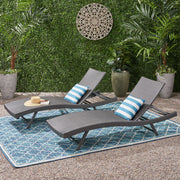Wicker Chaise With Adjustable Reclining Seats (Set of 2) - Gray - R&R Furniture Gallery (Fountain Valley, CA)