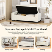 Noble House textured fabric ottoman bench with hinged lid, showing a plush upholstered surface and sturdy wooden legs.