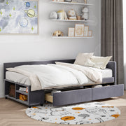 L Shaped Upholstered Platform Bed With Storage And Drawers - R&R Furniture Gallery (Fountain Valley, CA)