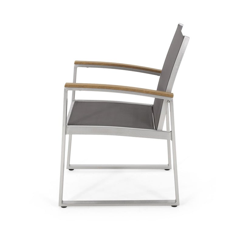 Poetic - Outdoor Dining Chair With Faux Wood Arms And Aluminum Frame (Set of 2) - Gray - R&R Furniture Gallery (Fountain Valley, CA)