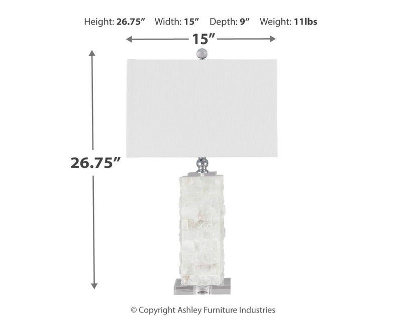 Malise - Alabaster Table Lamp  - White - R&R Furniture Gallery (Fountain Valley, CA)