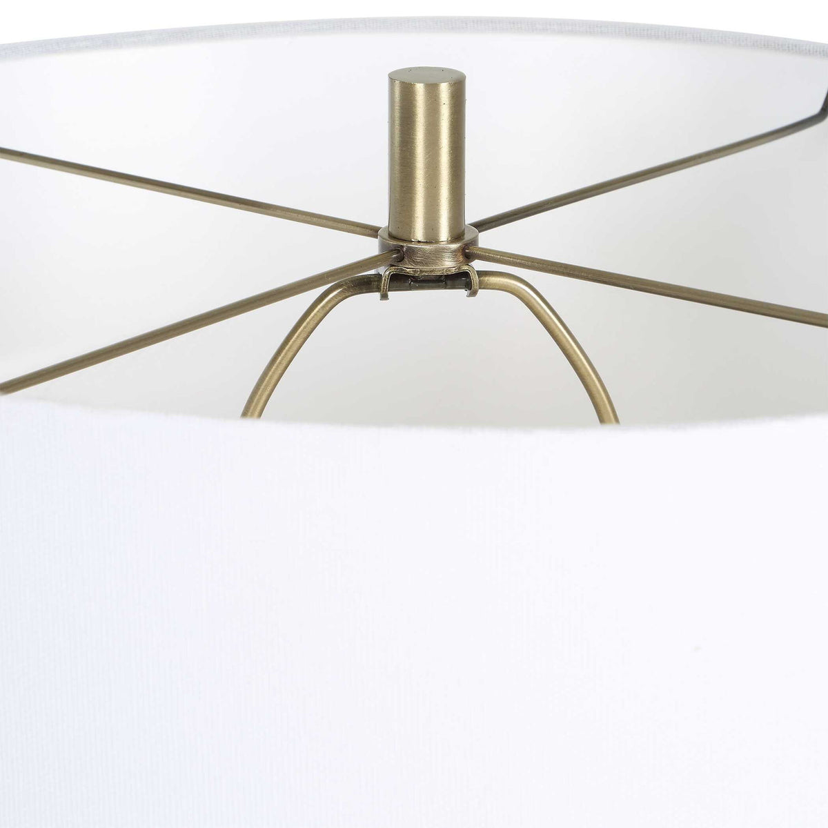 Marble Base Floor Lamp - Antique Brass / White