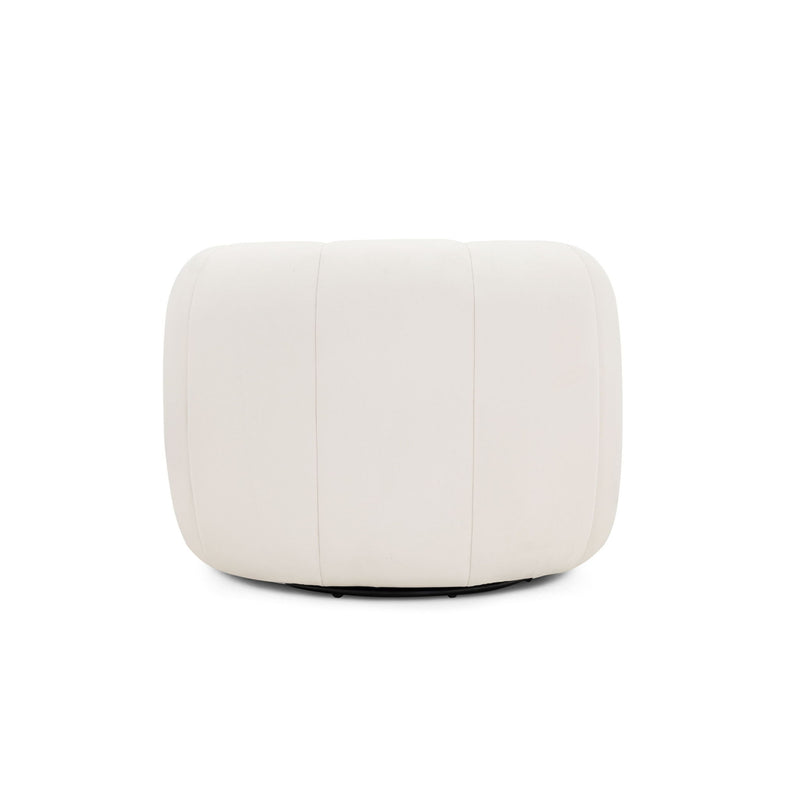 Jasmine TOV Furniture swivel accent chair with plush fabric, curved backrest, and modern design for stylish living room seating.