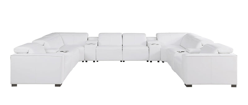 1208 - 12 Piece U Shaped Leather Sectional With 4 Power Recliners & Power Headrest