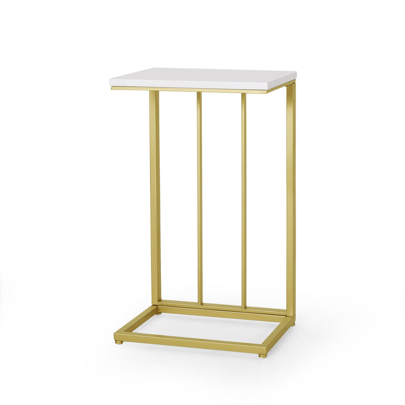 Modern Glam C-Shape End Table by Noble House, stylish chair side table with a sleek design and contemporary finish.