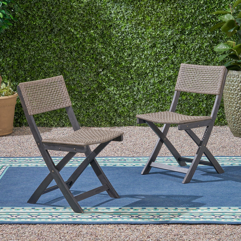 Bistro Foldable Chair With Wicker Backrest - R&R Furniture Gallery (Fountain Valley, CA)