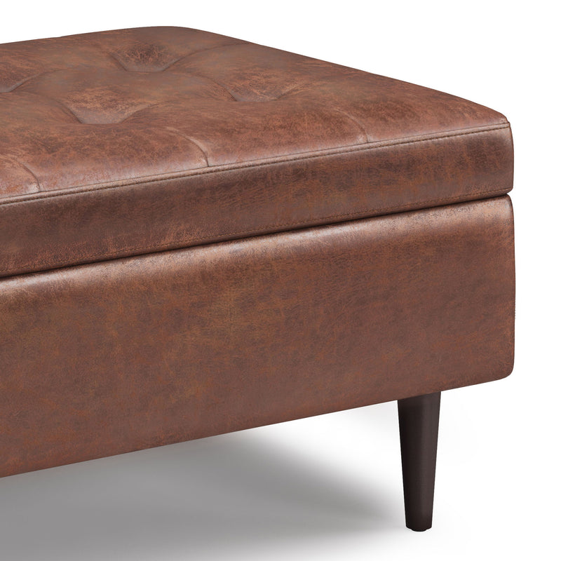 Shay - Large Square Coffee Table Storage Ottoman Mid-Century Style - R&R Furniture Gallery (Fountain Valley, CA)